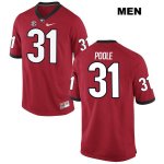 Men's Georgia Bulldogs NCAA #31 William Poole Nike Stitched Red Authentic College Football Jersey JDQ0554FC